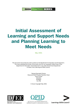 Initial Assessment of Learning and Support Needs and Planning