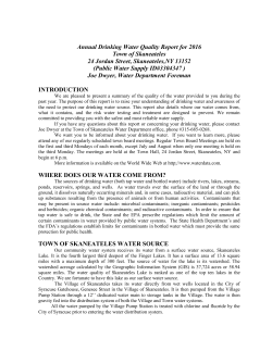 Annual Drinking Water Quality Report for 2016 Town of Skaneateles