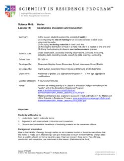 Science Unit: Matter Lesson 14: Conduction, Insulation and