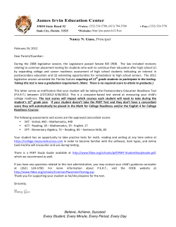 PERT Parent Letter - James Irvin Education Center