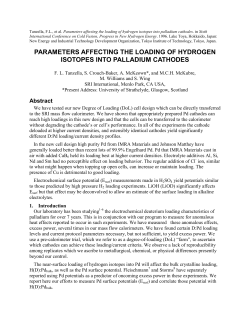 parameters affecting the loading of hydrogen - LENR-CANR