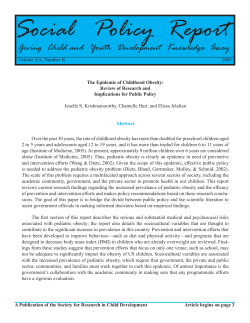 The Epidemic of Childhood Obesity - Society for Research in Child