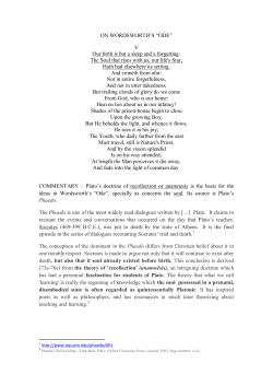 ON WORDSWORTH`S &ldquo;ODE&rdquo; V Our birth is but a sleep and a forgetting