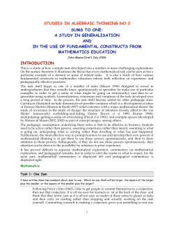 STUDIES IN ALGEBRAIC THINKING NO 2 SUMS TO ONE: A