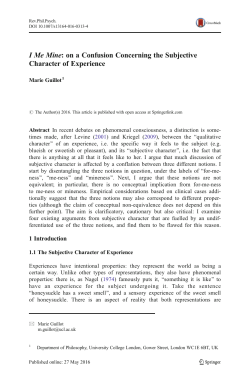 I Me Mine: on a Confusion Concerning the Subjective Character of