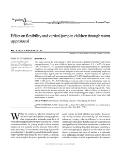 Effect on flexibility and vertical jump in children through warm up