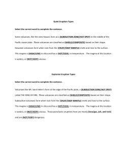 Quiet Eruption Types Select the correct word to complete the