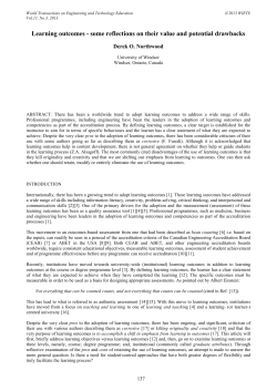 Learning outcomes - some reflections on their value and potential