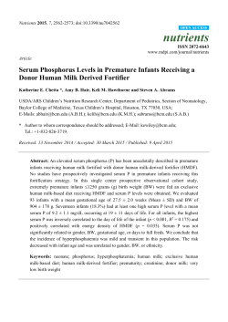Serum Phosphorus Levels in Premature Infants Receiving a