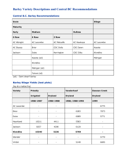 Barley Variety Descriptions and Central BC Recommendations