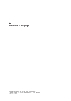 Part I Introduction to Autophagy - Wiley-VCH