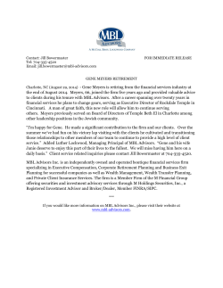 Charlotte, NC (August 29, 2014) - Gene Meyers is retiring from the