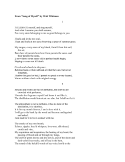 From &ldquo;Song of Myself&rdquo; by Walt Whitman 1 I CELEBRATE myself, and