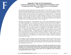 Appendix F: Clean Air Act Conformance Conformity Documentation