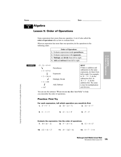 Algebra order of operations