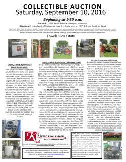 COLLECTIBLE AUCTION Saturday, September 10, 2016