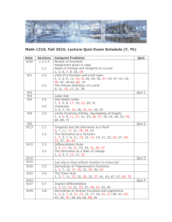 Math 1210, Fall 2016, T-Th Lecture Schedule