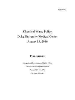 Chemical Waste Policy - Duke Safety Office