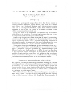 ON MANGANESE IN SEA AND FRESH WATERS By H. W. Harvey