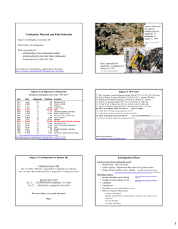 Earthquake Hazards and Risk Reduction