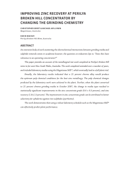 improving zinc recovery at perilya broken hill