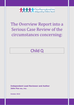 The Overview Report into a Serious Case Review of the