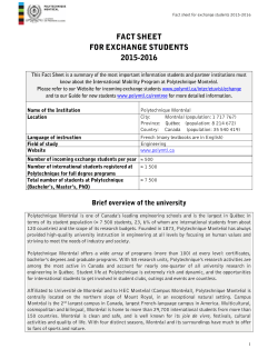 FACT SHEET FOR EXCHANGE STUDENTS 2015-2016