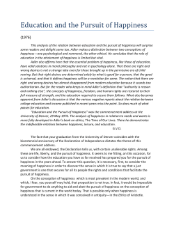 Education and the Pursuit of Happiness