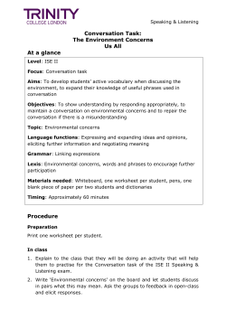 Conversation Task: The Environment Concerns Us All At a glance