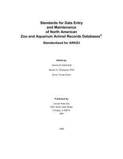 Standards for Data Entry and Maintenance of