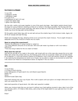 MADA RECIPES SUMMER 2013 Ice Cream in a Baggie &frac12; cup milk