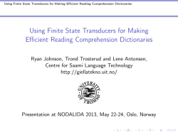 Using Finite State Transducers for Making - Giellatekno
