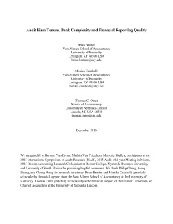 Audit Firm Tenure, Bank Complexity and Financial