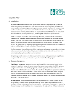 Complaints Policy A. Introduction: B. Consumer Complaints: