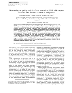 Microbiological quality analysis of raw, pasteurized, UHT milk