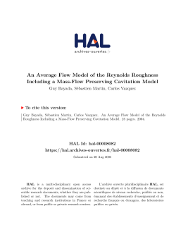 An Average Flow Model of the Reynolds Roughness Including