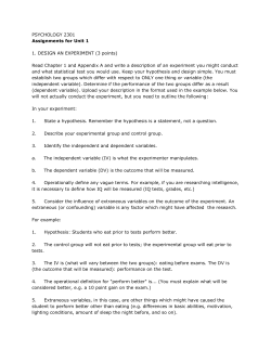 PSYCHOLOGY 2301 Assignments for Unit 1 1