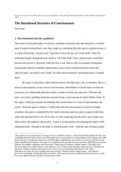 The Intentional Structure of Consciousness1