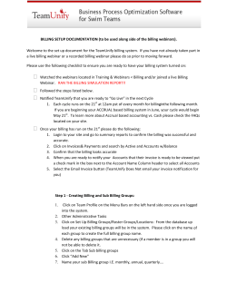 BILLING SETUP DOCUMENTATION (to be used along side of the