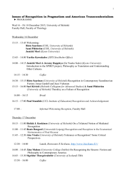Issues of Recognition in Pragmatism and American