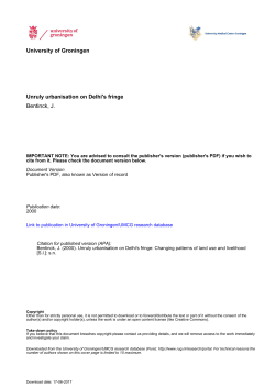 Unruly urbanisation on Delhi`s fringe Bentinck, J.