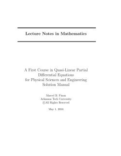 A First Course in Quasi-Linear Partial Differential Equations for