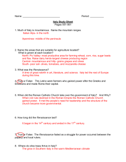 Italy Study Sheet