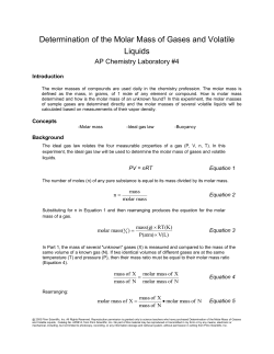 Determination of the Molar Mass of Gases and Volatile Liquids