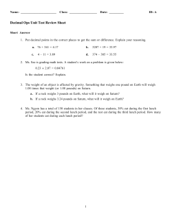 Decimal Ops Unit Test Review Sheet