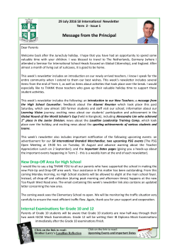 Message from the Principal