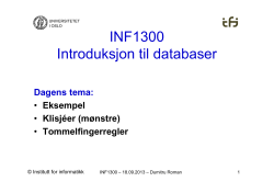 INF1300 Introduksjon til databaser