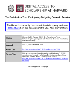 The Participatory Turn: Participatory Budgeting Comes to America