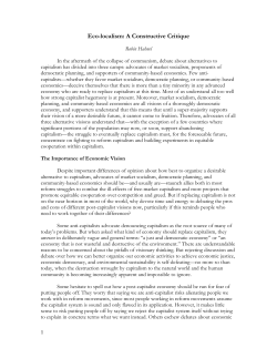 Eco-localism: A Constructive Critique