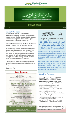 Newsletter - Masjidul Taqwa